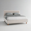 Cama de Casal Estofada Bege Claro 160 x 200 cm