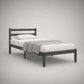 Cama Individual em Aço Carbono Preto 90 x 190 cm com Estrado e Cabeceira