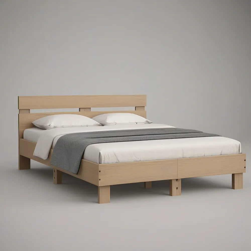 Cama de Casal em Madeira Maciça de Pinho Natural para Colchão 160 x 200 cm