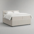 Cama de Casal Estofada Bege-claro com Estrado 160 x 200 cm