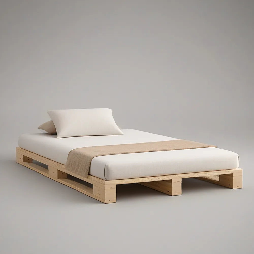Cama de Paletes em Pinho Maciço Natural para Colchão 160 x 200 cm