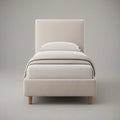 Cama individual estofada bege em poliéster para colchão 90 x 200 cm, 210 x 100 x 110 cm