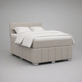 Cama de Casal Estofada Bege com Cabeceira Retangular para Colchão 160 x 200 cm