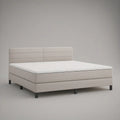 Cama de Casal Estofada 160 x 200 cm com Colchão em Bege, Branco e Preto