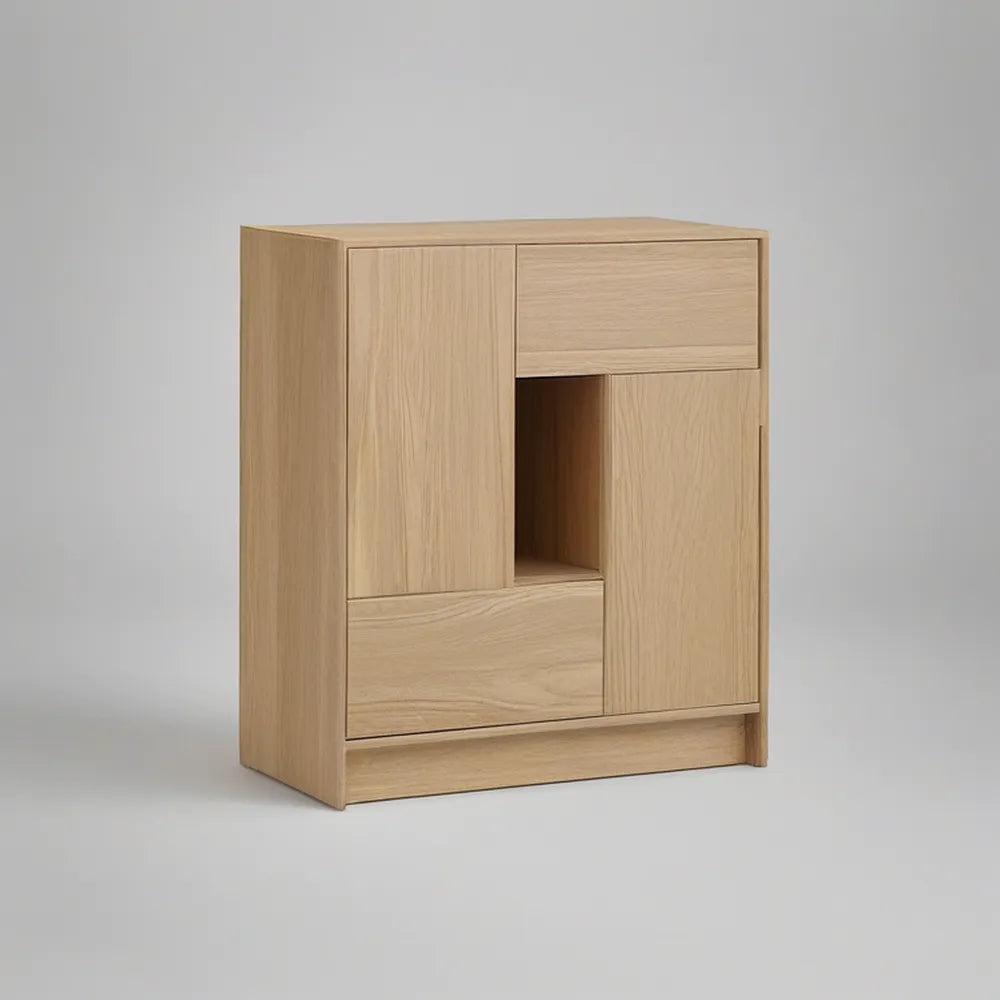 Aparador Alto em MDF Folheado a Carvalho Claro 90 x 40 x 110 cm
