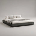 Cama de Casal Baixa em MDF Cinzento-Escuro 160 x 200 cm