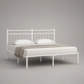 Cama de Casal em Aço Branco para Colchão 160 x 200 cm